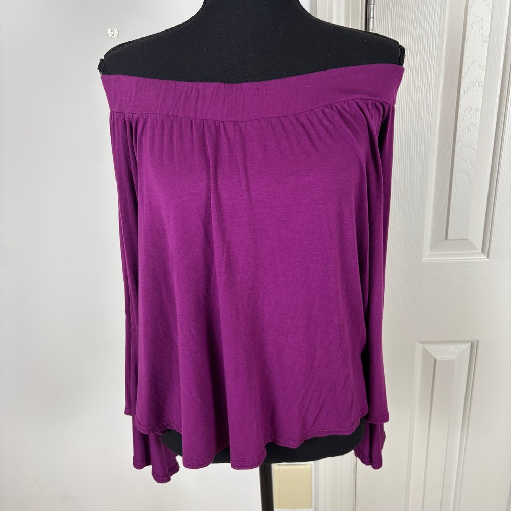 Boohoo‎ Purple Bell Sleeve Off Shoulder Long Sleeve Top Size 14